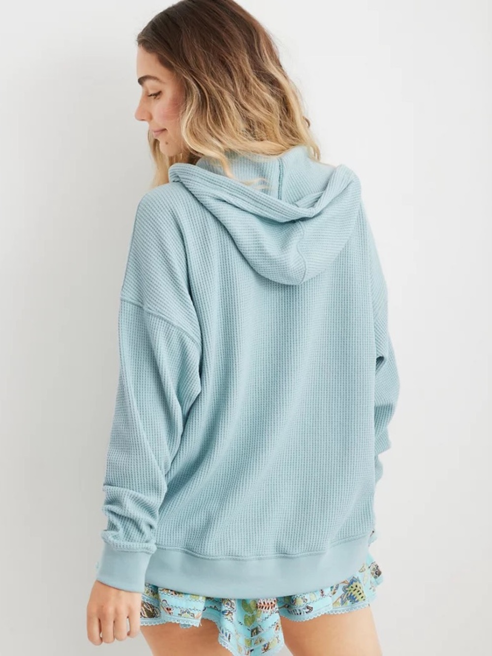 Aerie Cozy Waffle Hoodie oversized small